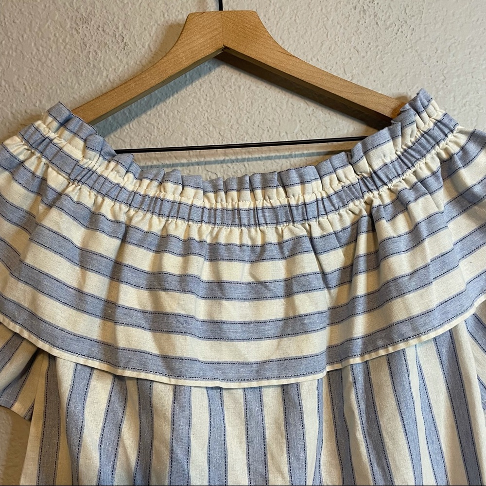 Lumiere Off Shoulder Ruffle Striped Blouse - Picture 8 of 10